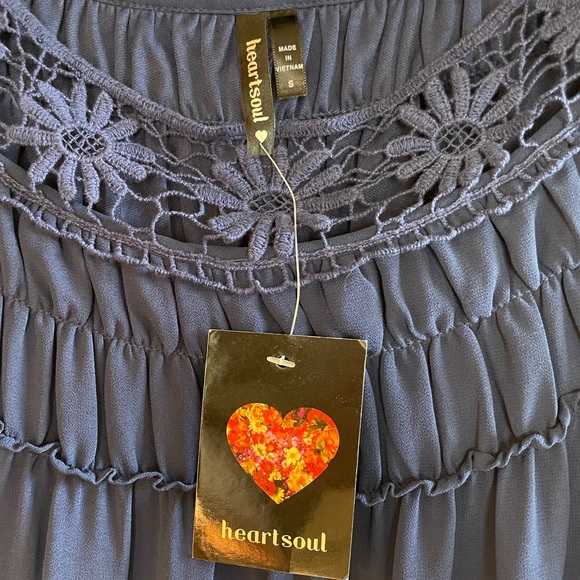 HeartSoul blue boho style long-sleeve mini peasant dress, size small. - Picture 5 of 5